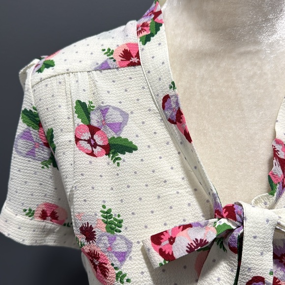 NWT Collectif London Tura Pansy Floral Blouse Top Size XL UK 16 US 12 - Picture 4 of 12